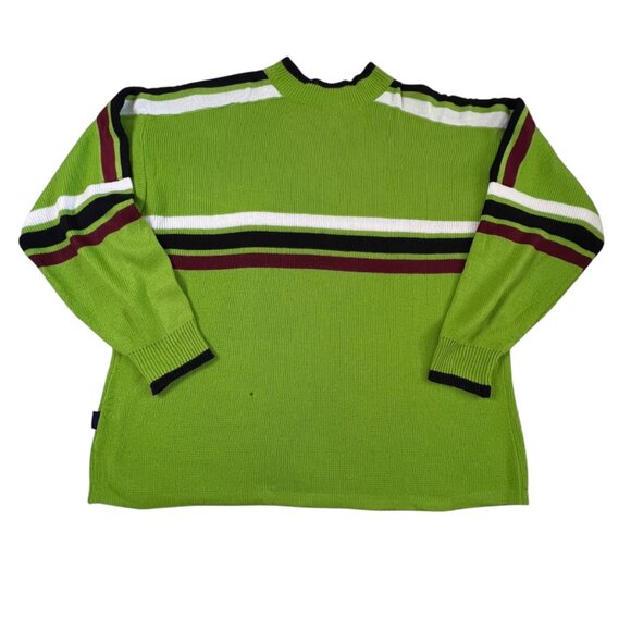 Vintage Boff Knit Sweater Mens XXL Green Streetwear Retro Hip Hop Stripe - Picture 3 of 10